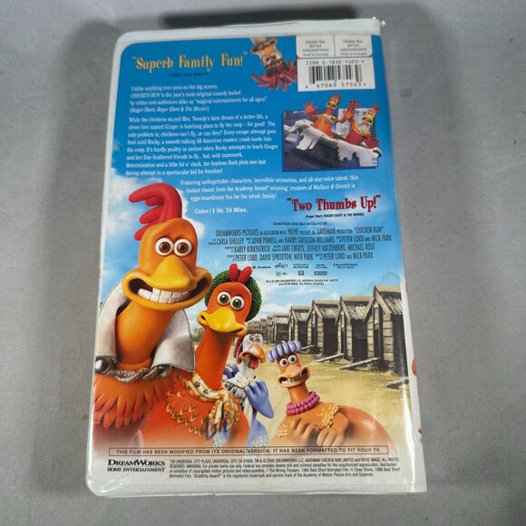 Chicken Run VHS 2000 G Rated Mel Gibson DreamWorks Animated Film Clamshell Case - Picture 2 of 3